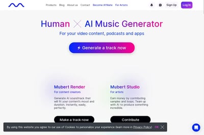 Mubert - Thousands of Staff-Picked Royalty-Free Music Tracks for Streaming, Videos, Podcasts, Commercial Use and Online Content preview